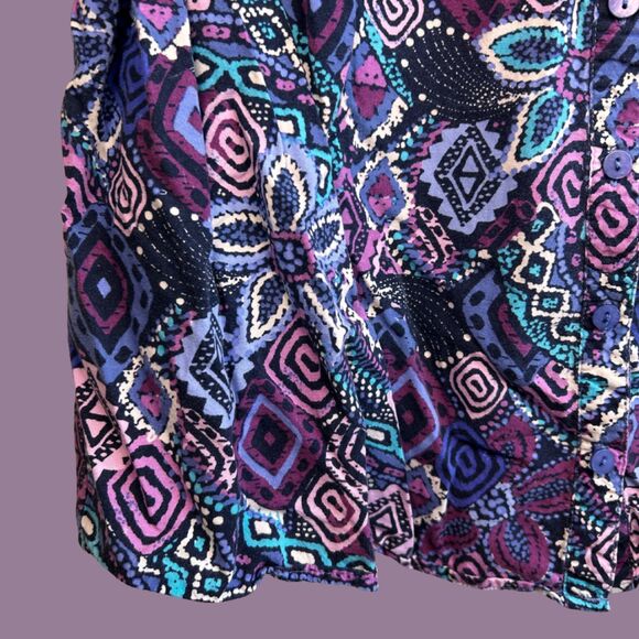 Vintage 90s Erika Geometric Print Button Down Shirt - Picture 3 of 8